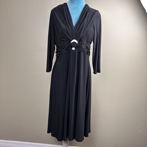 Jones of New York Dress Black Women 14 knee length ruched - Picture 4 of 14